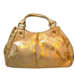 Vintage Donald J. Pliner Bag Animal Print Gold/Pink Metallic Snakeskin Bag